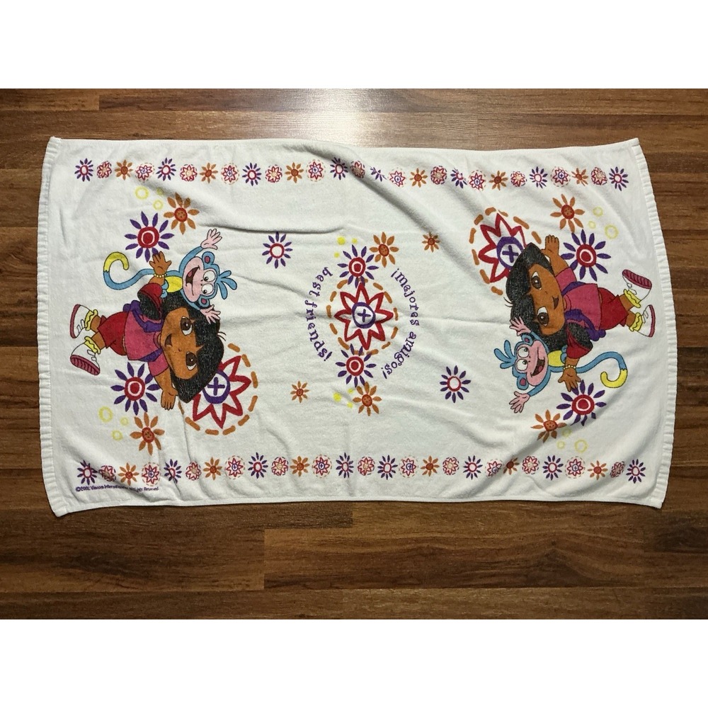 2002 Dora the Explorer Boots BEST FRIENDS MEJORES AMIGOS Bath Towel NICK JR